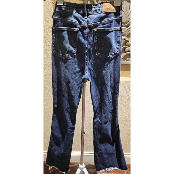 Judy Blue 88739 Distressed Flare Jeans Women's 7/28 High-Rise Stretch Denim Dark - Picture 2 of 8